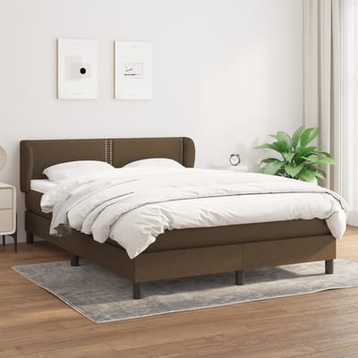 vidaXL - Boxspring - met - matras - stof - donkerbruin - 140x190 - cm