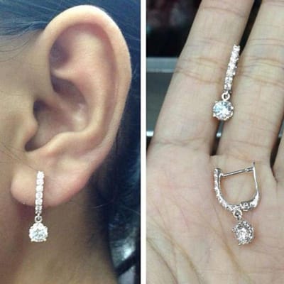 Huiatn Fijne Dames Hangende Oorbellen met Rond CZ Bedeltje Kleur/Goudkleur Dagelijkse Chic Ooraccessoires Meisjes Sieraden gray
