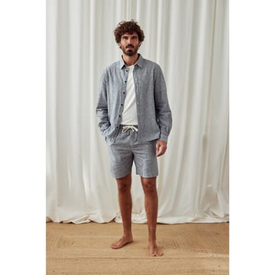 TWOTHIRDS Alacran Shirt Navy Stripes Größe: L | Casual hemden Outlet | Herren | Blau