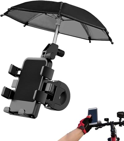 Telefoonhouder Fiets Waterdicht - Met Zonnescherm - Telefoon paraplu - Universeel Mobiel Houder - Houder Fiets - Zonneklep voor telefoon buiten - Fietshouder - Verstelbaar - voor fietsstuur motorfiets accessoires - Zwart
