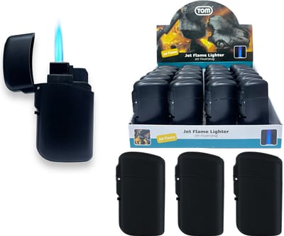 Jet Flame turbo aansteker- 20 stuks aanstekers - Print baar - Matt Black - windproof
