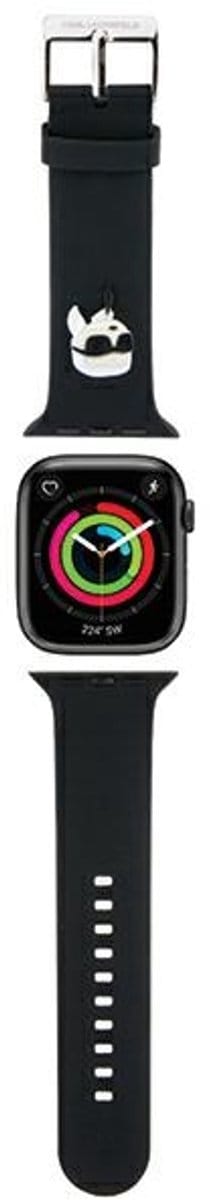 Karl - Lagerfeld - 3D Rubberen Karl Hoofdband voor Apple Watch 42/44/45/49mm - zwart