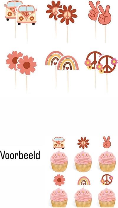 Akyol - 10 x cocktail prikkers hippie - verjaardag cocktailprikker - confetti cocktailprikker - birthday - cupcake prikker - cocktailprikkers -prikkers verjaardag -cup cake prikker - versiering - cocktailprikker - houten cocktailprikker