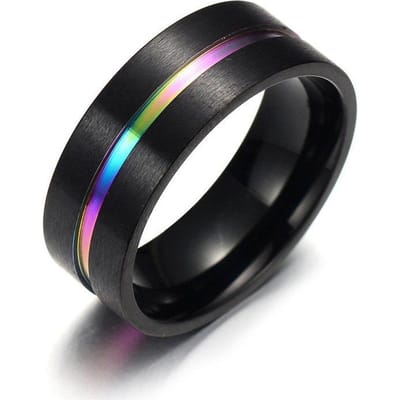 Zijn en Haar Partnerringen Zwart Goud Kleur Dames Paarse Zirkonia Trouwring Titanium Staal Heren Ring Trouwring Sieraden Cadeaus 8 black