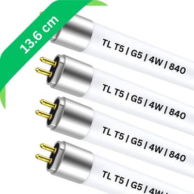 4x T5 TL buis 14 cm – 4W – G5 fitting – Ø 1.6 cm – 840 Koel Wit 4000K – Multipack