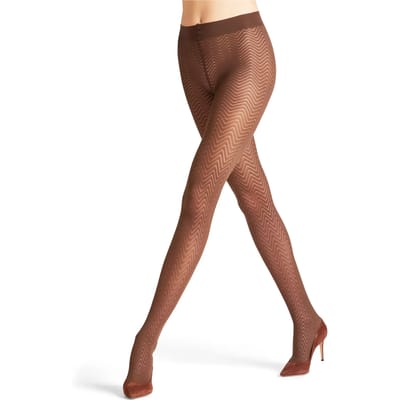 FALKE Chevron gedessineerd materiaal halfdoorzichtig 50 DEN panty dames bruin - maat S