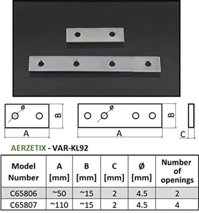 Set van 30 platte verbindingslussen 110 x 15 x 2 mm met 4 gaten - montageplaat voor meubels en ijzerwaren