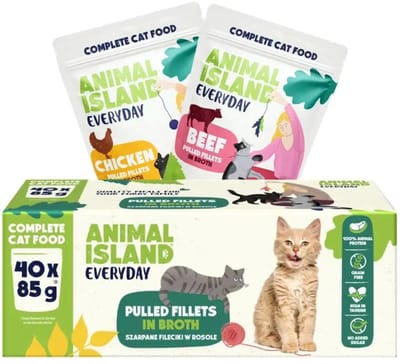 Animal Island – Rund & Kip in Bouillon – Mixbox 40x85g – Premium Natvoer voor Katten
