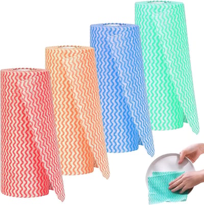 4 rollen, 19,5 x 25 cm, sopalin, herbruikbaar, wasbaar, niet-geweven keukenhanddoeken, voor keuken, wassen, huis, auto, kantoor, reiniging