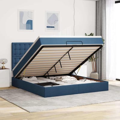 vidaXL - Ottoman - bed - met - matras - 180x200cm - stof - blauw