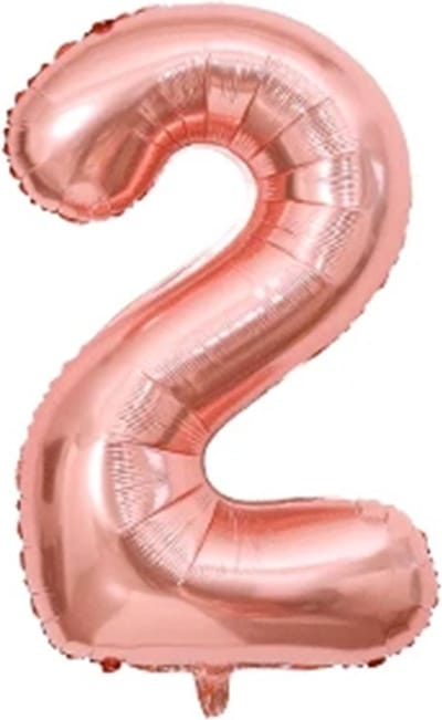 CHPN - Cijfer ballon - Cijferballon - Folieballon - Cijfer 3 - 3e jaar - Verjaardag - Rose goud - 80cm - Feestballon - Ballon in vorm van een cijfer - Twee