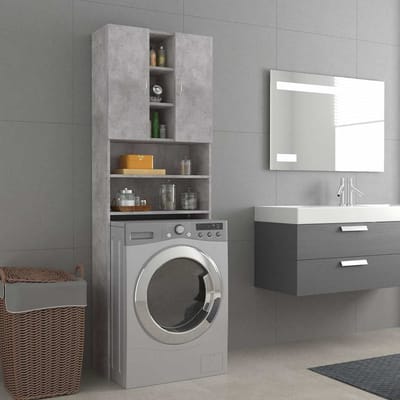 vidaXL - Wasmachinekast - 64x25,5x190 - cm - betongrijs