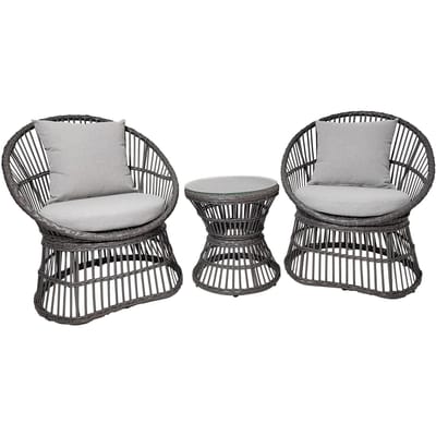 Natal loungeset incl. kussen buitenshuis rotan,grijs.