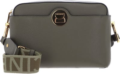 COCCINELLE Leren Schoudertas Liya Signature Crossbody Grained Leather Laurel Green Olijfgroen