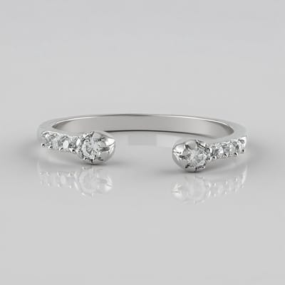 Cavill - Zilveren Ring met Cambodjaanse Zirkonen - 925 Sterling Zilver Geplatineerd - Open Modern Design - 0,227 ct Zirkon