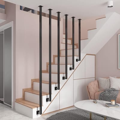 Metalen Trapleuning - Veiligheidsgreep Baluster - Trap Veiligheid - Verstelbare Hoogte - 30cm tot 150cm - Zwart