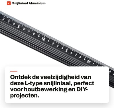 MTTproducts- Snijliniaal L-type 30 cm - Aluminium - Rubber antislip - Meetliniaal - Houtbewerking - DIY gereedschap - Stabiel gebruik - Meetlat