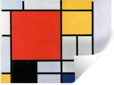 Muurstickers - Sticker Folie - Kunst - Mondriaan - Oude meesters - Compositie 2 - 40x30 cm - Plakfolie - Muurstickers Kinderkamer - Zelfklevend Behang - Zelfklevend behangpapier - Stickerfolie