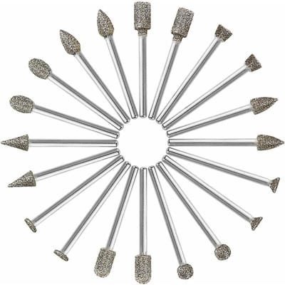 Cuhostki 20 Stuks - Diamant Frezen Set - 3.0mm Schacht - Graveren Slijpen Polijsten - Zilver