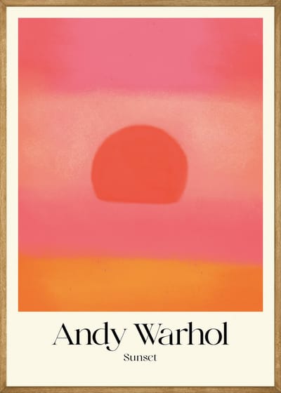Andy Warhol Zonsondergang Poster Roze/Rood - 21x30 cm