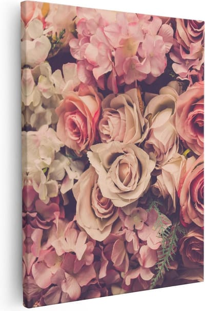Artaza Canvas Schilderij Bloemen - 40x50 cm - Wanddecoratie Rozen - Muurdecoratie Woonkamer - Kamer Accessoires Romantisch