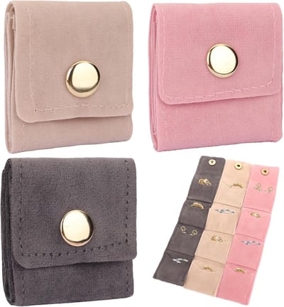 Famanu – Reis-sieradenetui, organizer, 20 x 15 cm, opvouwbare sieradenrol met ritssluiting, fluwelen gevoerde vakken voor oorbellen, armbanden, ringen, halskettingen (3, crèmewit, grijs en roze)