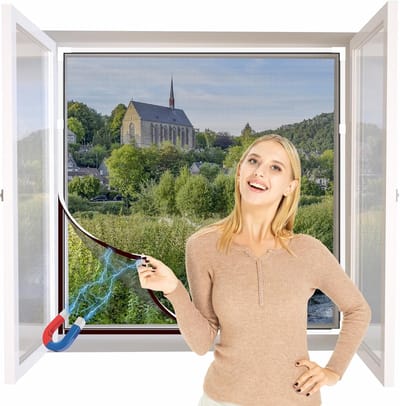 YAGXIG DIY Verstelbaar Magnetisch Muggennet - Geschikt voor Ramen, Maximale Afmeting 100 x 130 cm - Geen boren nodig - Kan op maat geknipt worden - Eenvoudig te installeren