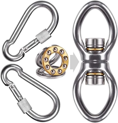 Swing Swivel met Lager, 360 Graden Draaibare Hangstoel Haak met Karabijnhaak, Rvs Yoga Touw en Aerial Hoop Bevestiging, Geschikt voor Hangmat en Bokszak