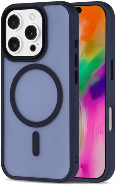 Hoesje Geschikt voor iPhone 16 Pro - Compatibel met MagSafe - Matte Beschermhoes - Back Cover met Magneet - Blauw