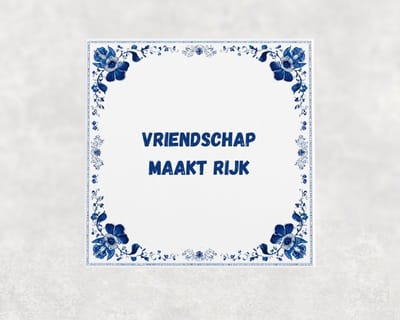 Spreuk tegel 15x15 cm Vriendschap maakt rijk