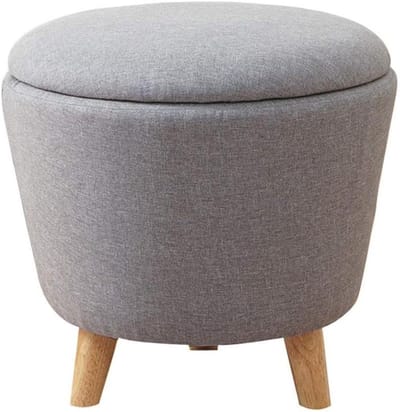 Gestoffeerde Voetenbank - Ronde Kruk - Voeten Rusten - Massief Houten Poten - 27x25cm - Meerdere Kleuren