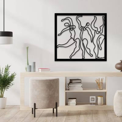 Metalen Wanddecoratie Picasso – 3D Wandkunst – Zwart – 50 x 47 cm