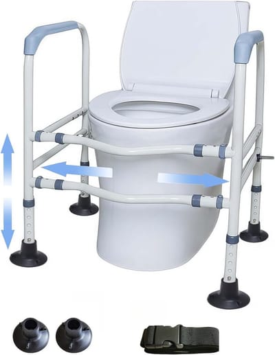 Verstelbare Toilet Opstahulp Veiligheidsframe met Antislip Handgrepen