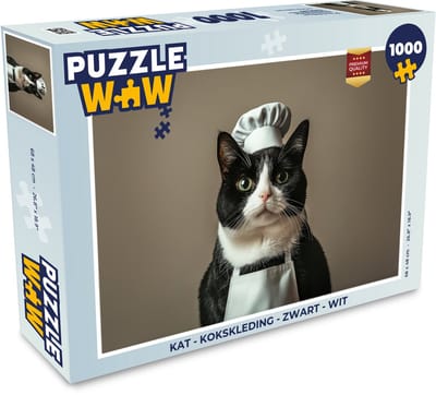 Puzzel Kat - Kokskleding - Zwart - Wit - Legpuzzel - Puzzel 1000 stukjes volwassenen