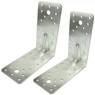 Set met 2 Versterkte Bevestigingshoeken voor Houten Frames - Geperforeerd en Sterk 140x140x65mm