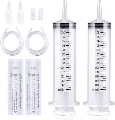2 verpakkingen plastic spuiten met 2 kunststof buizen voor olie- of lijmmapplicatoren, experimenten, huisdiervoeding - ShopVlot