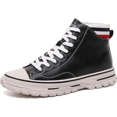 Style Britannique Printemps et Automne Nouvelles Bottines Décontractées Polyvalentes Hip Hop Plates Automne Chaussures Hautes 44 noir