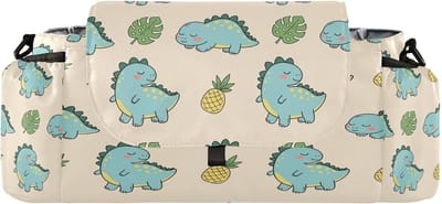 Kinderwagen Organizer - Baby Tas - Alles Bij De Hand - Afneembaar Zakje - 425 cm Lang - Tropische Dinosaurus