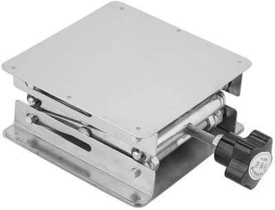 Hefplatform RVS - Laboratorium lift - Experimenten uitvoeren - Verstelbare hoogte - 10x10 cm platform - Zilver