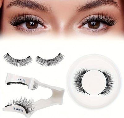 Natuurlijke Magnetische Wimpers Set met Applicator - Herbruikbare Valse Wimpers zonder Lijm of Eyeliner met Opbergetui en Spiegel voor een Mooi Effect
