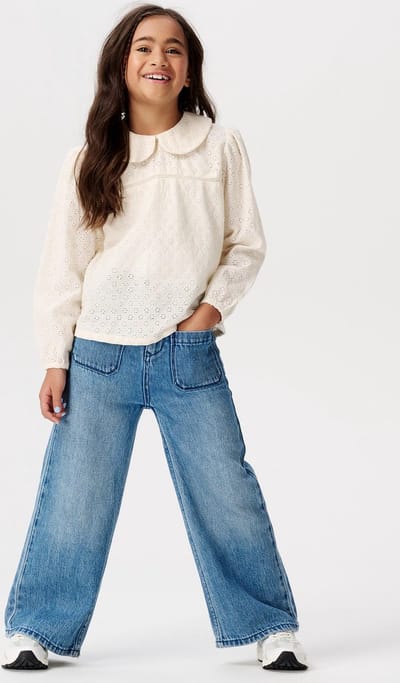 Kledingset - Kledingset - 2delig - Jeans Edwardsville Medium Blue - Blouse Elgin Whitecap Gray - Maat 92