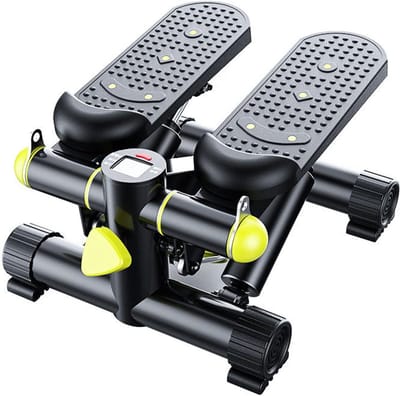 Mini Stepper - Thuis Fitness - Been Training - Met Trainingsbanden - 330 LBS Capaciteit - Zwart Geel