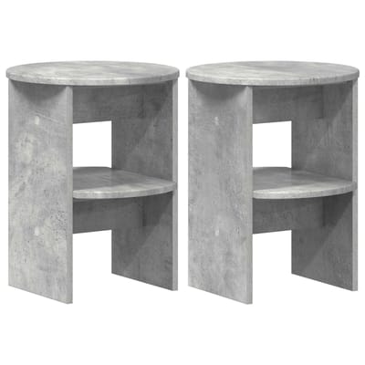 vidaXL - Bijzetkast - 2 - st - Beton - Grijs - Ø40 - x - 50 - cm - Geconstrueerd - hout