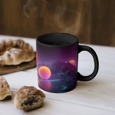 Magische Mok - Foto op Warmte Mokken - Koffiemok - Landschap - Bergen - Bollen - Licht - Magic Mok - Beker - 350 ML - Theemok