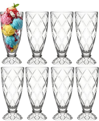 Alessandro ijscoupe Zanzibar - 8x stuks - glas - kristal - 360 ml - 18 x 8 cm - ijs schaaltjes