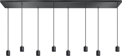 ETH Origin hanglamp balk 8x E27 1600x300x25mm 200cm kabel zwart zonder glas