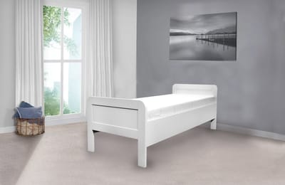 Bed Box Holland - Seniorenbed Nelson - wit eiken - 90x200 - met elektrische lattenbodem en matras