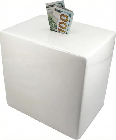 Keramische spaarpot - Geldkistje voor volwassenen - Geld sparen - Moet breken voor geld - 178 x 89 cm - Wit