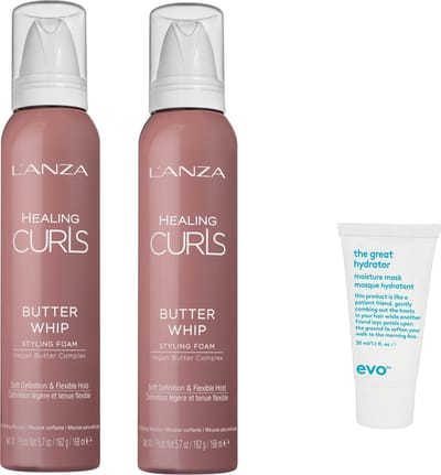 2x L’ANZA HEALING Butter Whip Styling Foam 168ML + WILLEKEURIG Travel Size
