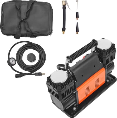 10,6 Cfm Krachtige Luchtcompressor, 30 Seconden Snel Oppompen Draagbare Bandenpomp Met Twee Cilinders, 12 V 150 Psi Off-Road Luchtpomp Met Adapters Voor Vrachtwagens, Auto'S, Suv'S, 4 X 4 Voertuigen